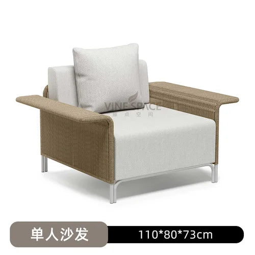 Outdoor sofa, courtyard, rope weaving, rattan chair, gold waterproof, sun proof terrace, Nordic corner furniture