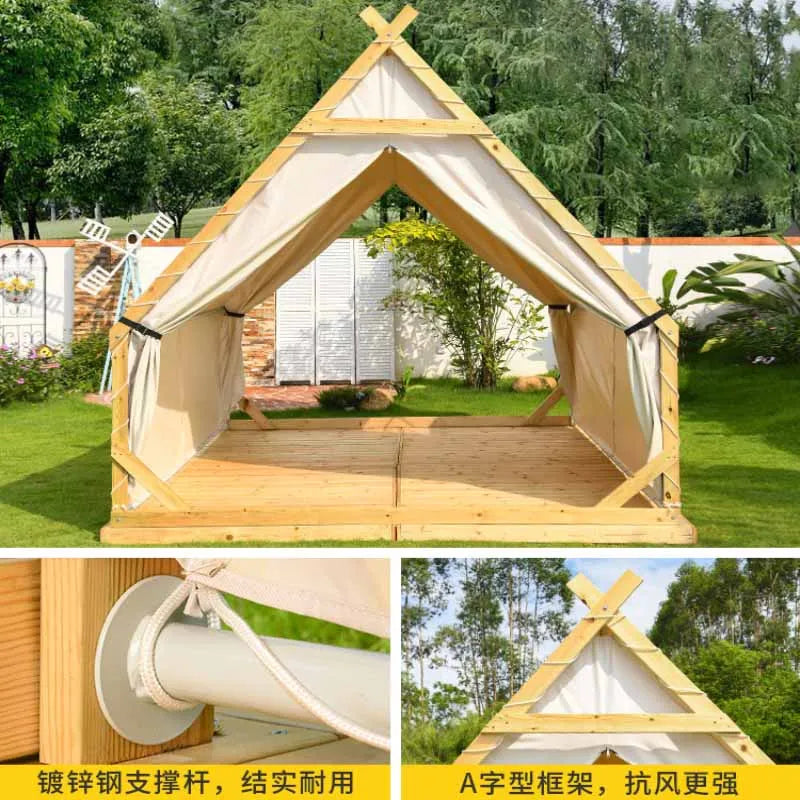 Outdoor solid wood garden, farmhouse, landscape, homestay, camping tent