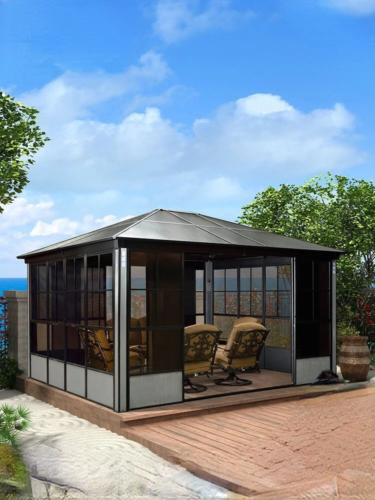 Outdoor sunshine room simple courtyard pavilion villa outdoor assembly room house sunshade aluminum alloy