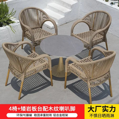 Outdoor tables and chairs rattan courtyard balcony leisure garden terrace coffee table rattan chair Southeast Asia