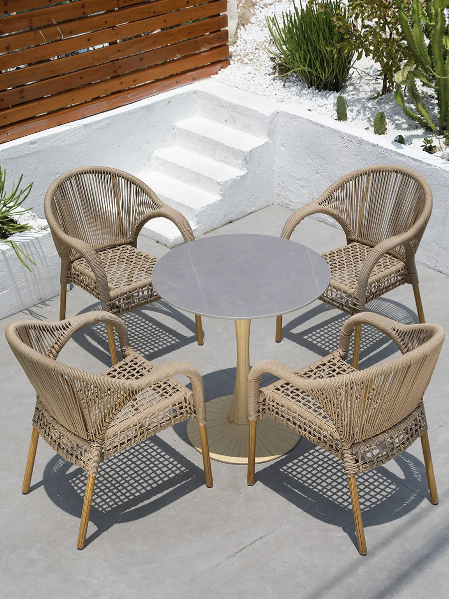 Outdoor tables and chairs rattan courtyard balcony leisure garden terrace coffee table rattan chair Southeast Asia
