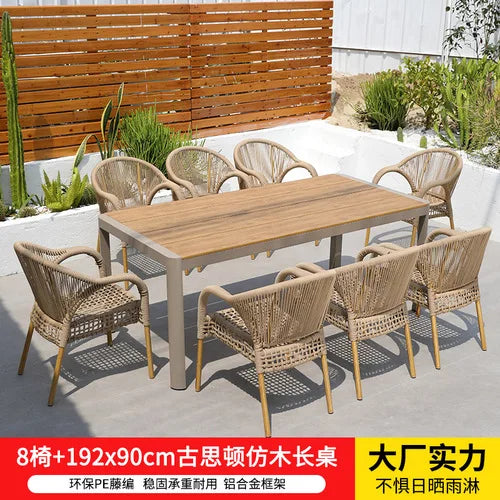 Outdoor tables and chairs rattan courtyard balcony leisure garden terrace coffee table rattan chair Southeast Asia