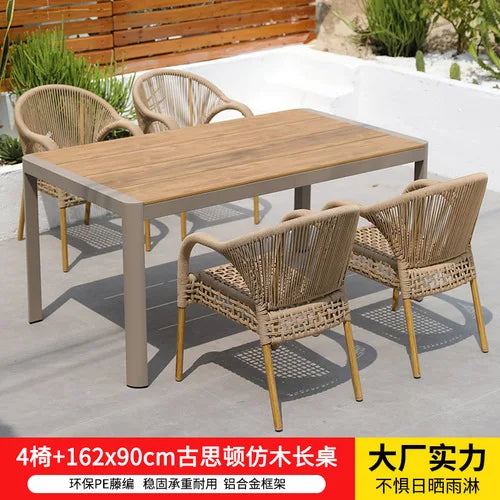 Outdoor tables and chairs rattan courtyard balcony leisure garden terrace coffee table rattan chair Southeast Asia