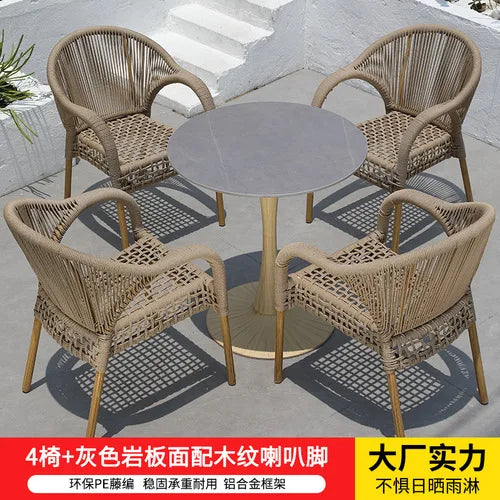 Outdoor tables and chairs rattan courtyard balcony leisure garden terrace coffee table rattan chair Southeast Asia