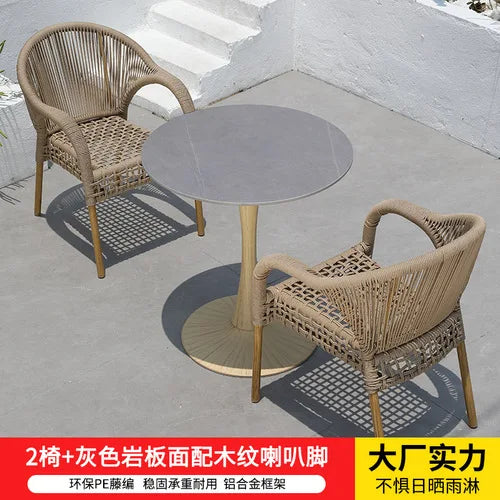 Outdoor tables and chairs rattan courtyard balcony leisure garden terrace coffee table rattan chair Southeast Asia