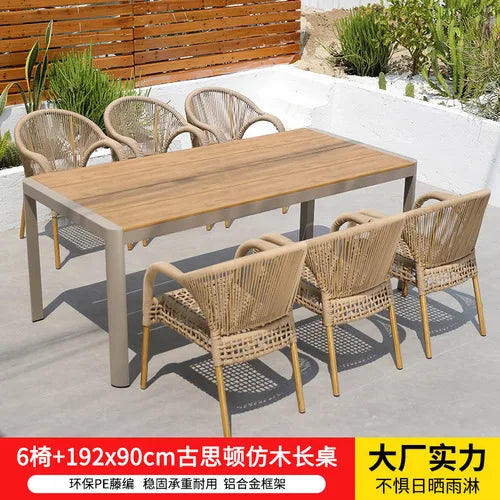 Outdoor tables and chairs rattan courtyard balcony leisure garden terrace coffee table rattan chair Southeast Asia