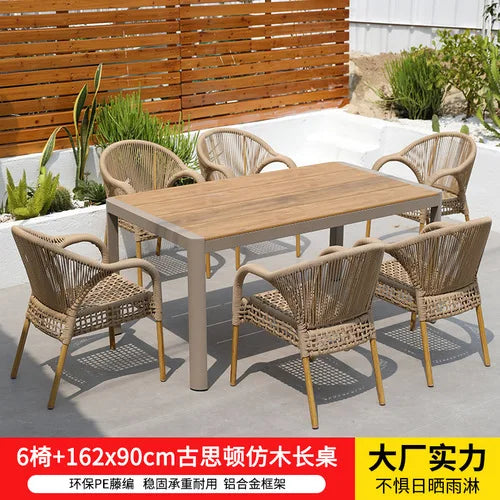 Outdoor tables and chairs rattan courtyard balcony leisure garden terrace coffee table rattan chair Southeast Asia