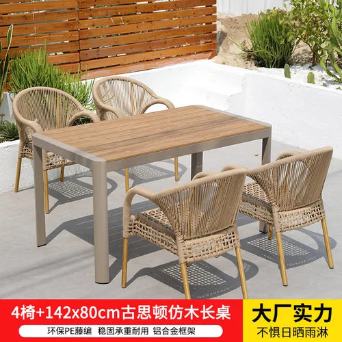 Outdoor tables and chairs rattan courtyard balcony leisure garden terrace coffee table rattan chair Southeast Asia