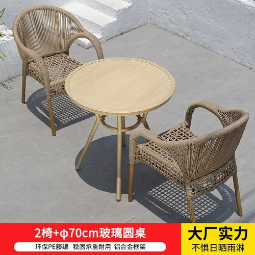 Outdoor tables and chairs rattan courtyard balcony leisure garden terrace coffee table rattan chair Southeast Asia