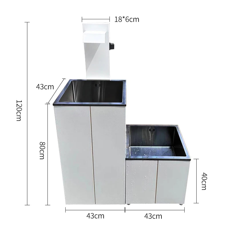 Outdoor white washbasin, outdoor villa basin, balcony column basin, stainless steel antifreeze and sun protection room column ba