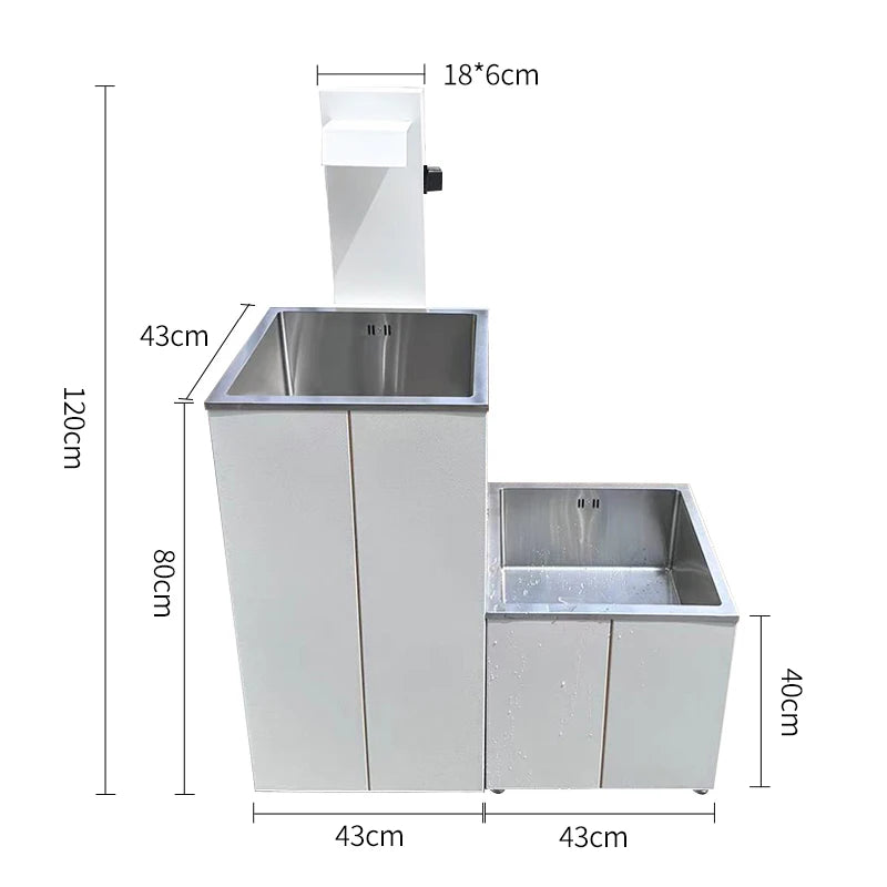 Outdoor white washbasin, outdoor villa basin, balcony column basin, stainless steel antifreeze and sun protection room column ba