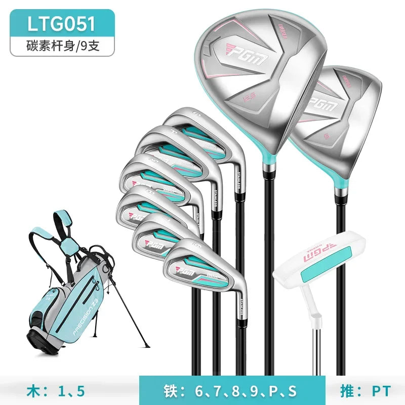 PGM Women Golf Clubs Set with Golf Bag Stainless Steel / Carbon Shaft Iron Wood Driver Beginer Training Golf Supplies LTG051