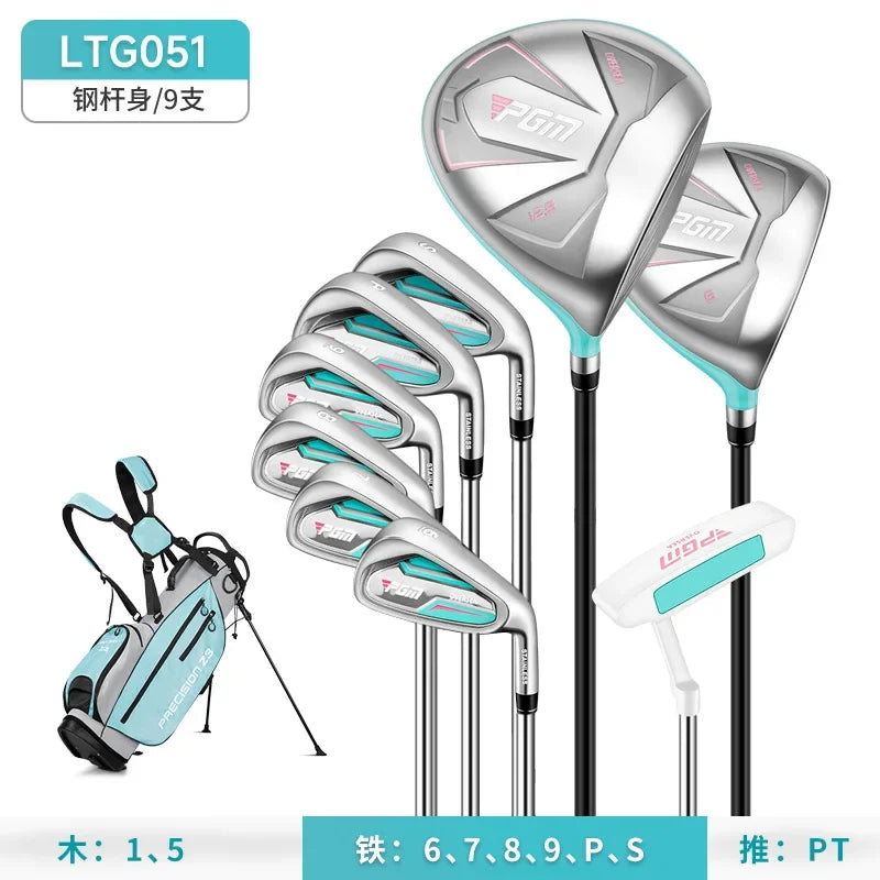 PGM Women Golf Clubs Set with Golf Bag Stainless Steel / Carbon Shaft Iron Wood Driver Beginer Training Golf Supplies LTG051