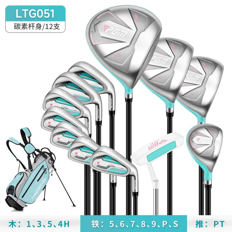 PGM Women Golf Clubs Set with Golf Bag Stainless Steel / Carbon Shaft Iron Wood Driver Beginer Training Golf Supplies LTG051