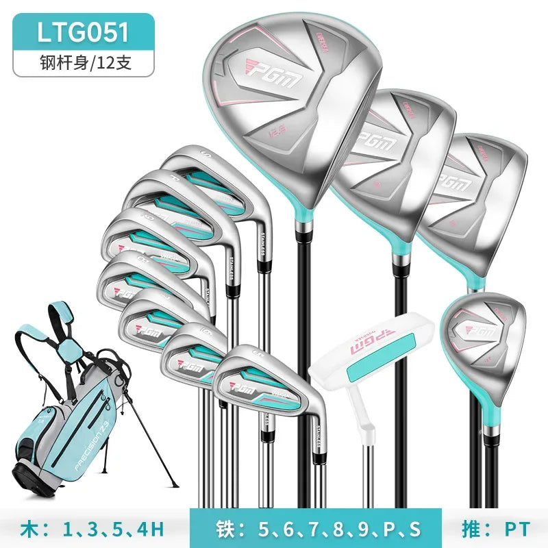 PGM Women Golf Clubs Set with Golf Bag Stainless Steel / Carbon Shaft Iron Wood Driver Beginer Training Golf Supplies LTG051