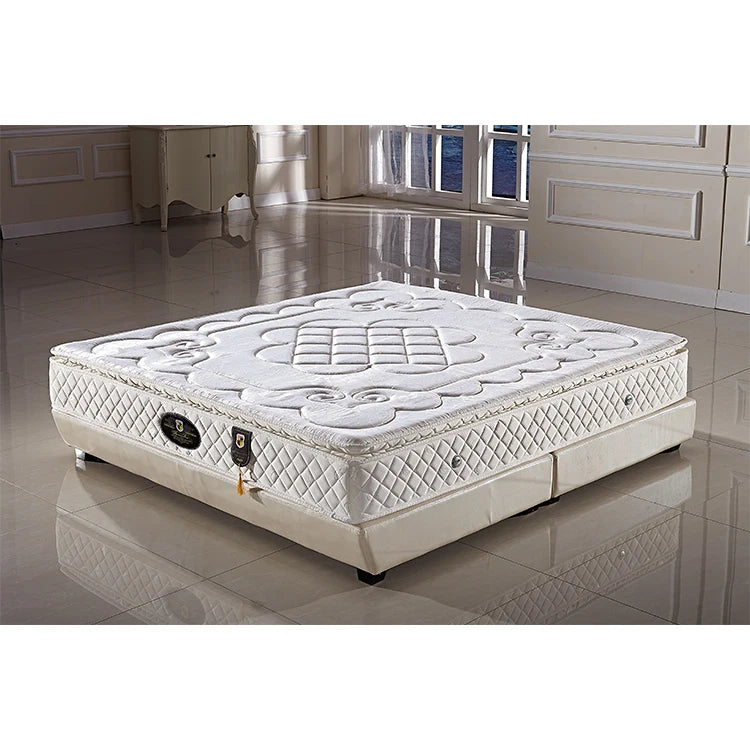 Pillow Top Design Mattress Bed Roll Up Compress Box Coil Latex Natural Spring 100 Full Size Yellow Cotton Oem