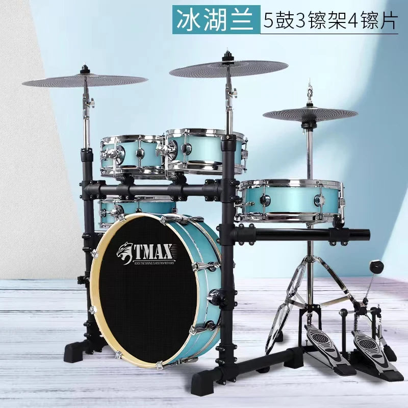 Electronic musical instruments Portable Drum Set, 5 Drums and 4Cymbals, Mute, Adult, Children, Double-sided Practice Test Double-sided Practice Test Jazz Drum