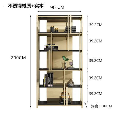Post-Modern Stainless Steel Bookshelf Floor Office Storage Rack Model Room Shelf Light Luxury High-End Metal Display Stand