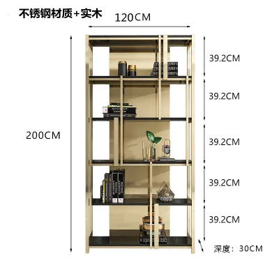 Post-Modern Stainless Steel Bookshelf Floor Office Storage Rack Model Room Shelf Light Luxury High-End Metal Display Stand
