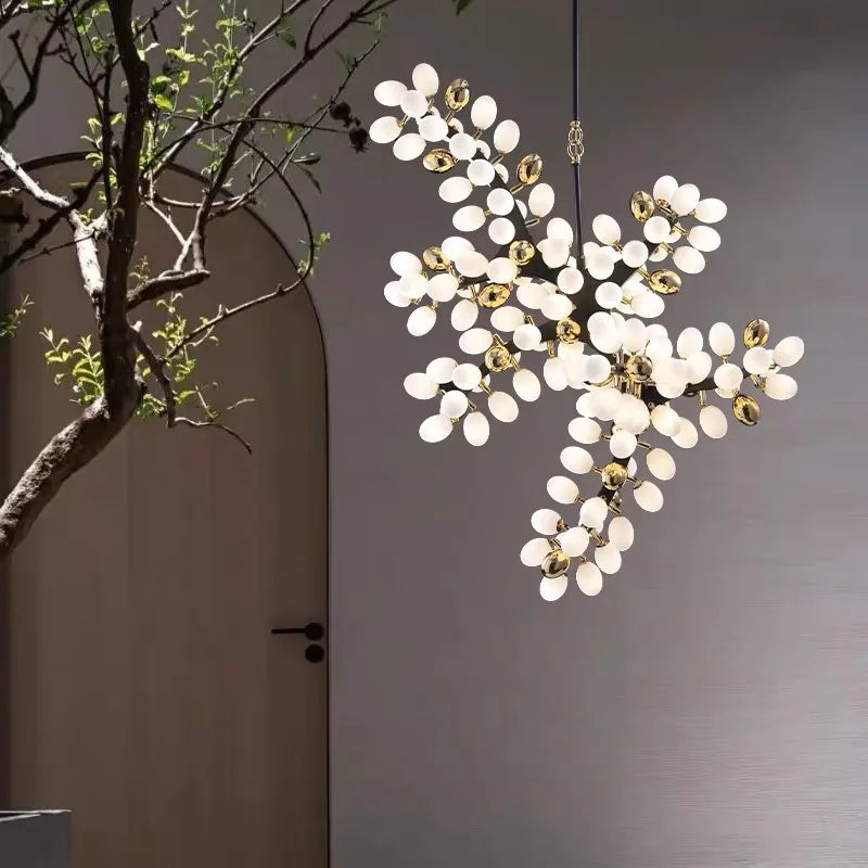 Postmodern Luxury LED Chandelier lighting Living room Grape String Large Hanging Lamp Lobby Villa Home Deco Glass Fixtures G4