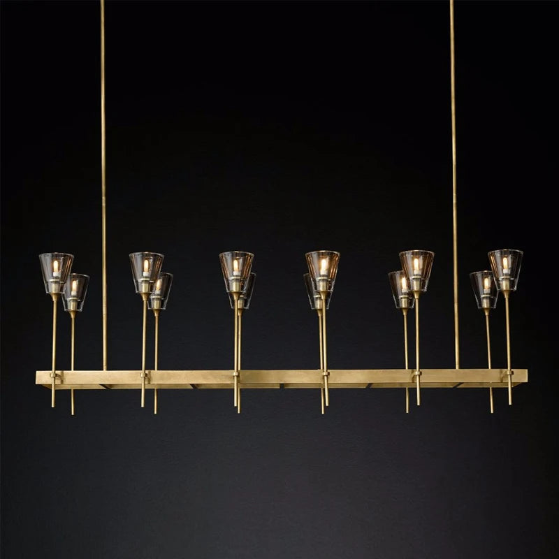 Postmodern copper chandelier simple and light luxury living room dining room study bedroom villa lamp