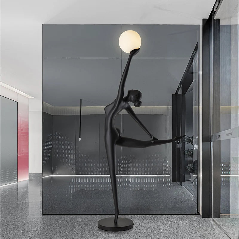 Postmodern creative humanoid art sculpture floor lamp club lobby hotel sales department light luxury large decoration