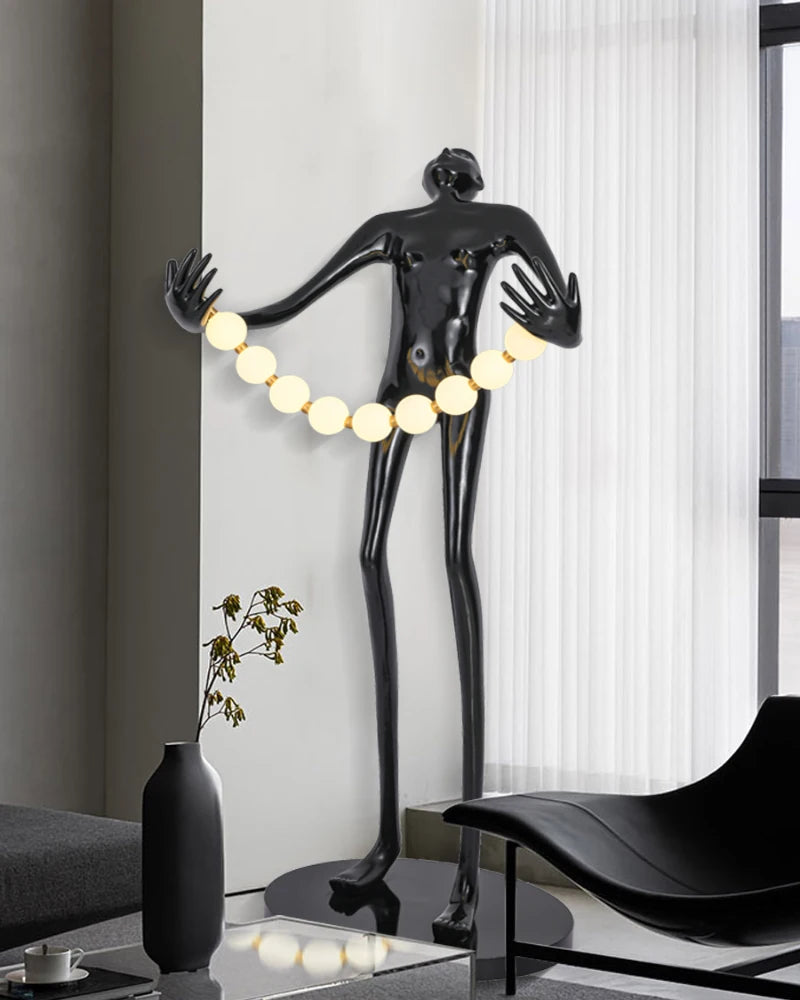 Postmodern light luxury humanoid sculpture art decoration floor lamp home living room creative fiberglass floor display