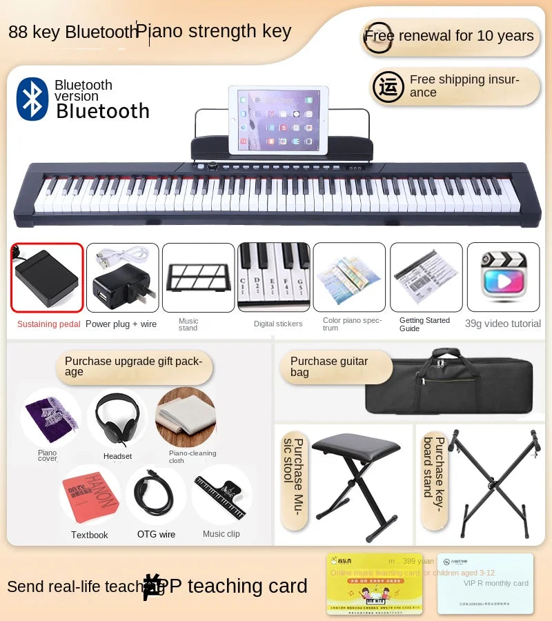 Professional 88 Keyboard Electronic Organ Portable Multifunction Adult Children Home Teclado Musical Music Keyboard AA50EO