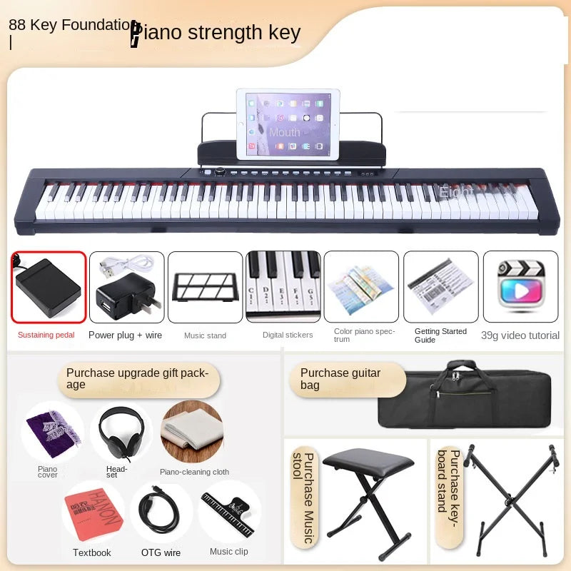 Professional 88 Keyboard Electronic Organ Portable Multifunction Adult Children Home Teclado Musical Music Keyboard AA50EO