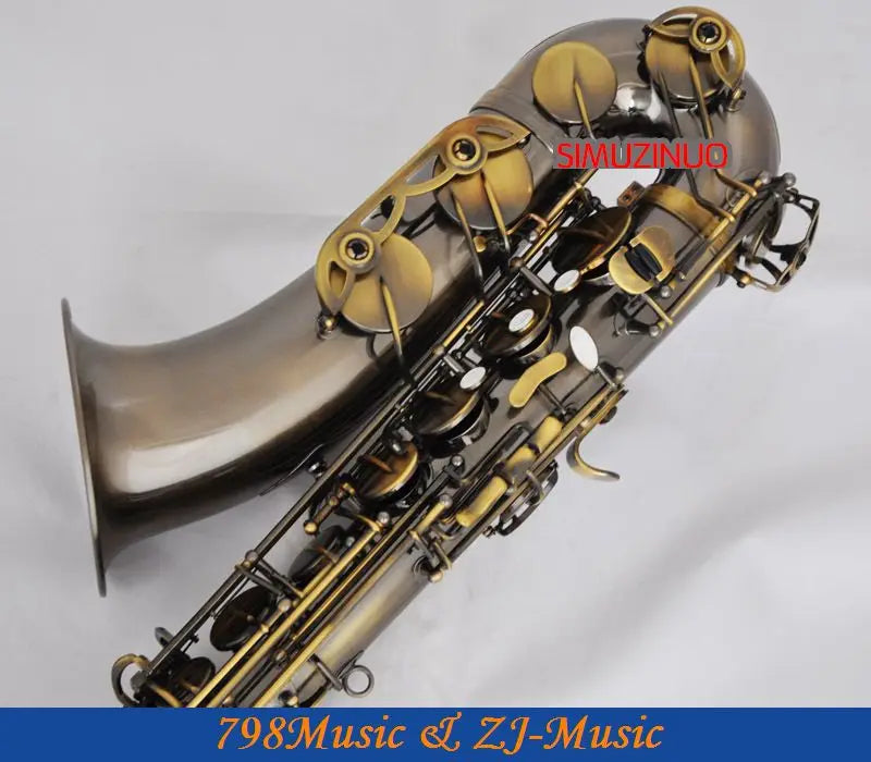 Professional Antique Brass Tenor Saxophone Bb Sax High F# With 10pc Reeds Case
