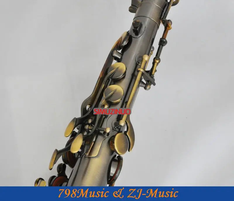Professional Antique Brass Tenor Saxophone Bb Sax High F# With 10pc Reeds Case