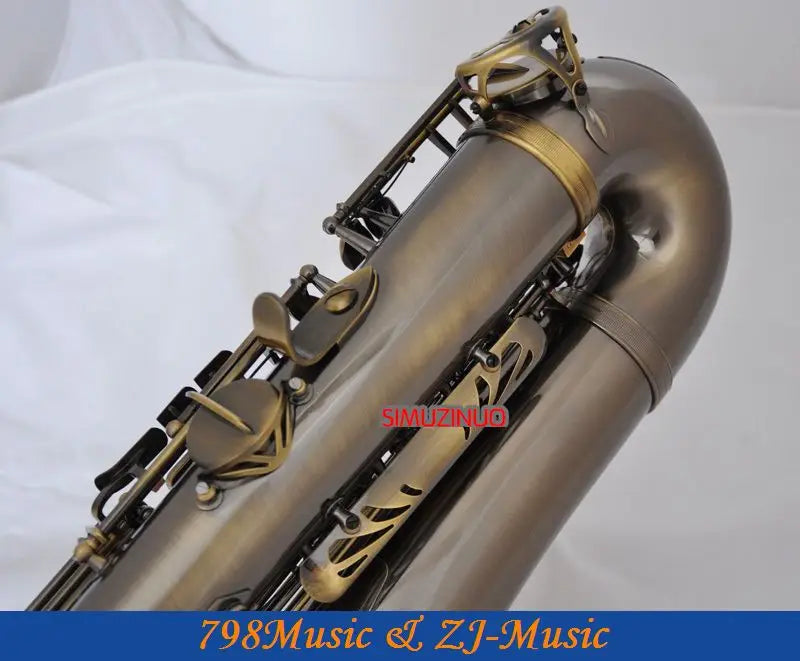 Professional Antique Brass Tenor Saxophone Bb Sax High F# With 10pc Reeds Case