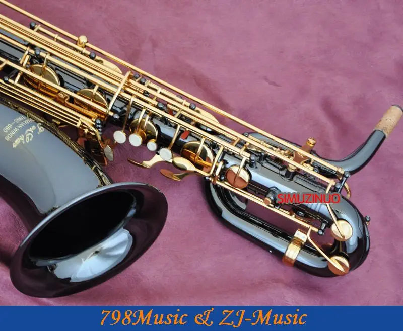 Professional Baritone Saxophone Black Nickel Gold sax High F# With Case
