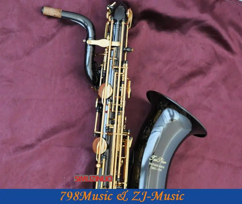 Professional Baritone Saxophone Black Nickel Gold sax High F# With Case