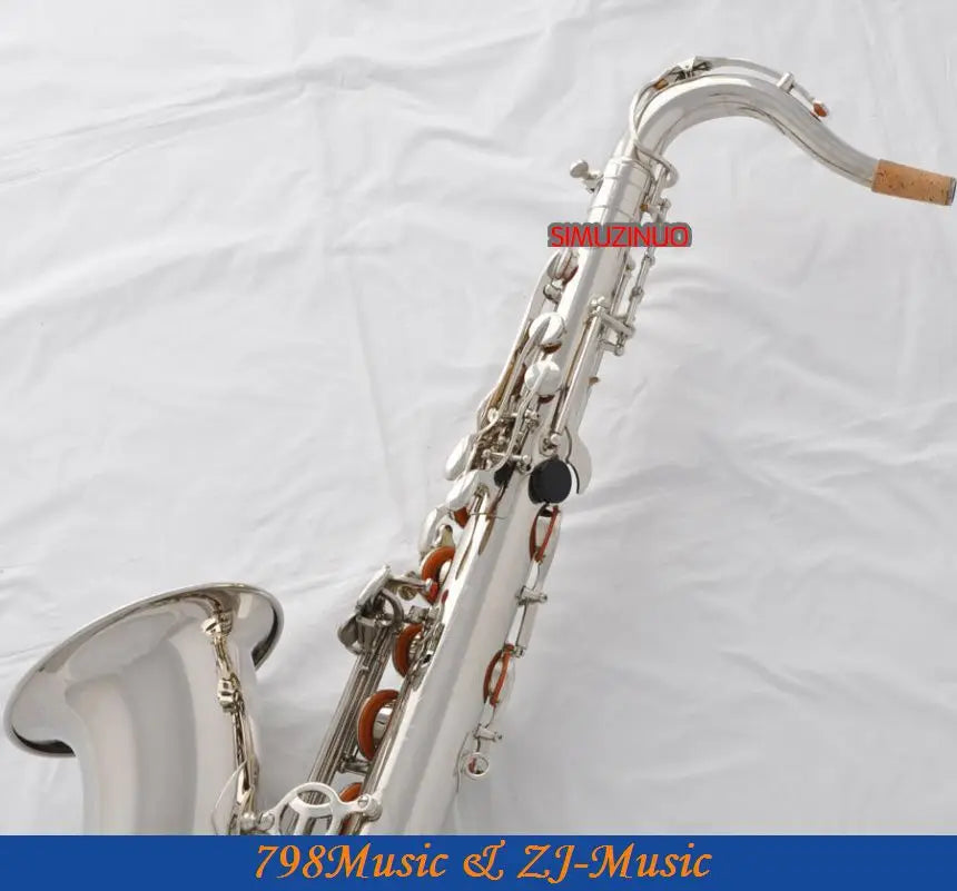 Professional Bb Tenor Saxophone Silver Nickel Sax FREE Metal Mouthpiece with Case