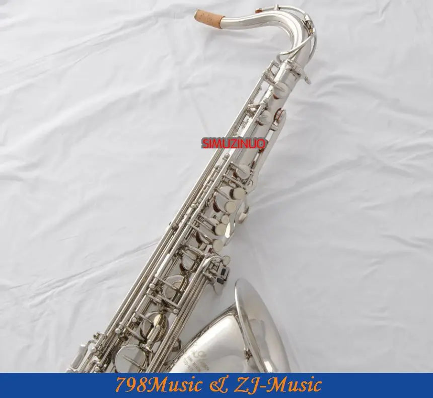 Professional Bb Tenor Saxophone Silver Nickel Sax FREE Metal Mouthpiece with Case