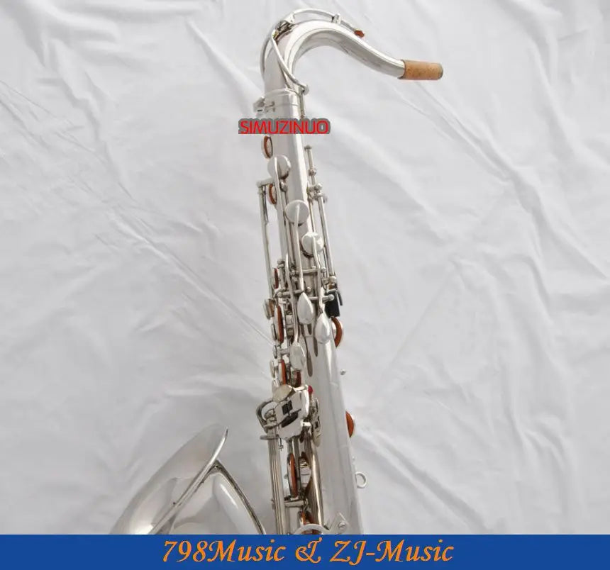 Professional Bb Tenor Saxophone Silver Nickel Sax FREE Metal Mouthpiece with Case