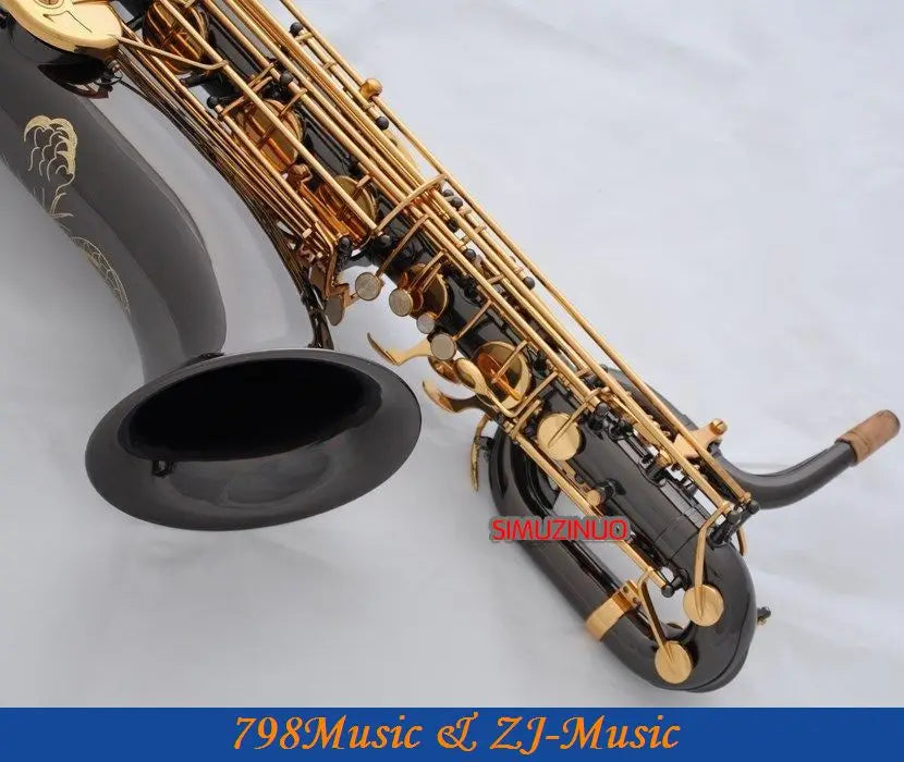 Professional Dragon Engraving Baritone Saxophone Black Nickel sax With Case