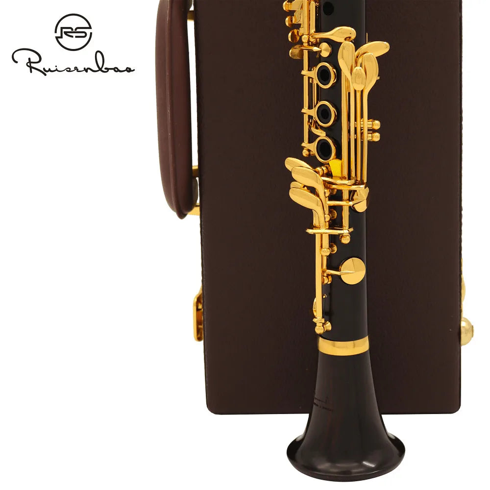 Professional Eb 18 Keys Clarinet Ebony Wood Clarinet Gold Plated Key E fFat Sweet Tone