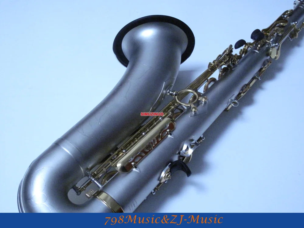 Professional New Satin Nickel Tenor sax High F# saxophone With Case FREE LORICO ACCESSORY