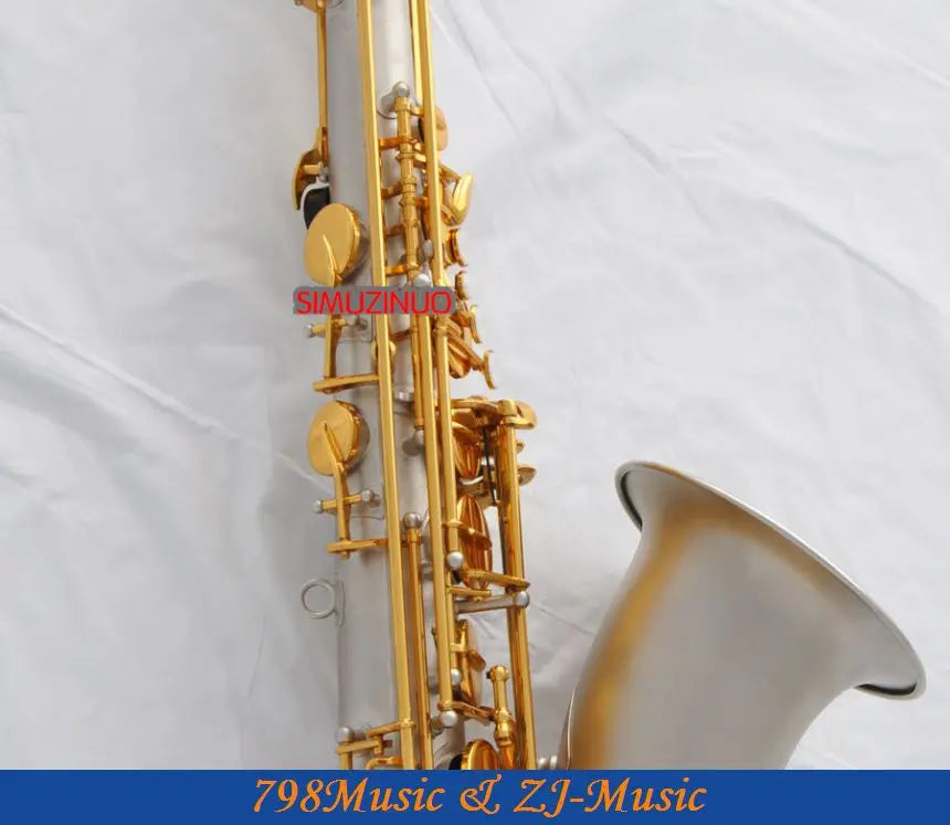 Professional New Satin Nickel Tenor sax High F# saxophone With Case Metal Mouthpiece