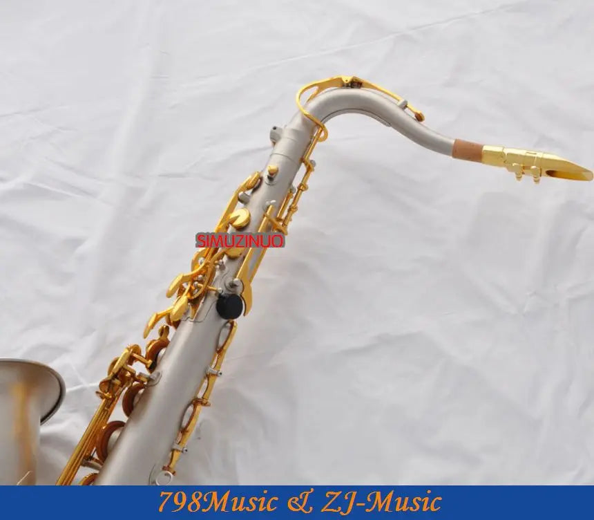 Professional New Satin Nickel Tenor sax High F# saxophone With Case Metal Mouthpiece