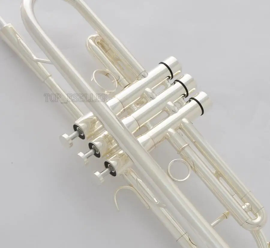 MMOOKA Professional Silver Plated Heavy Trumpet Monel Valve Horn 2 Mouthpiece With Case