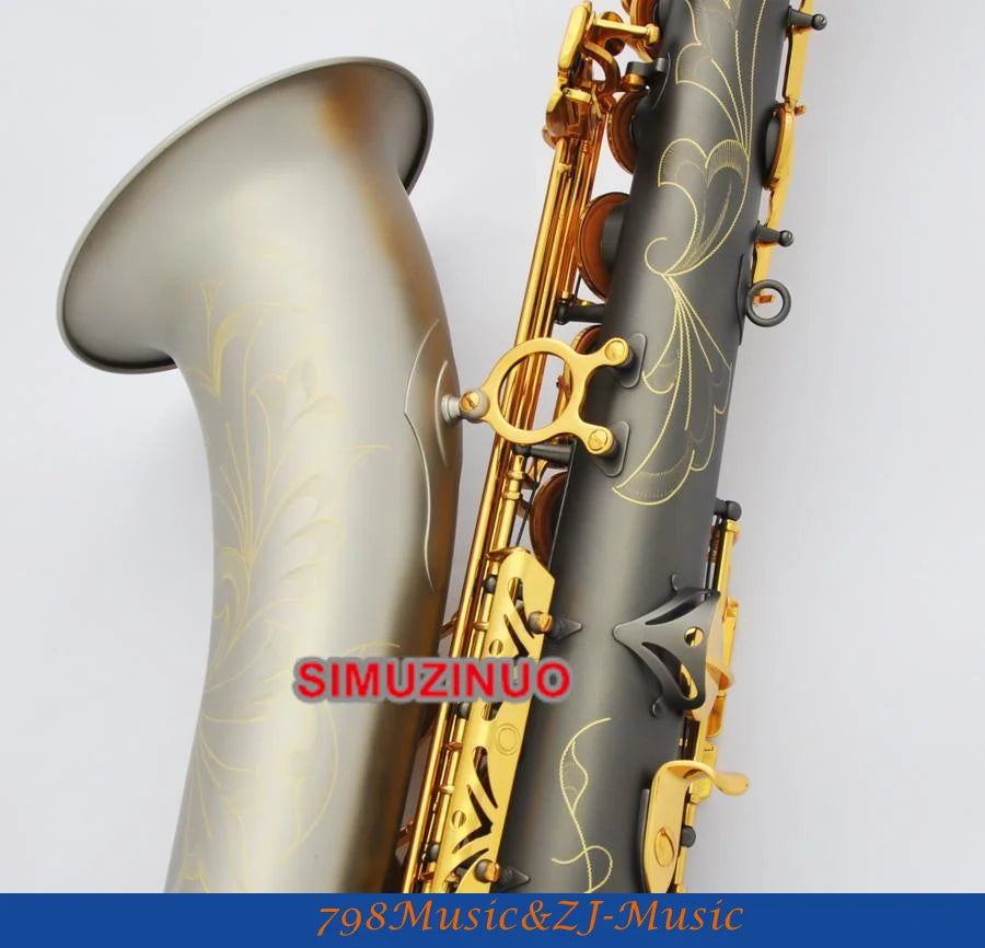 Professional Yellow Antique Tenor Saxophone sax High F# Saxofon New Case