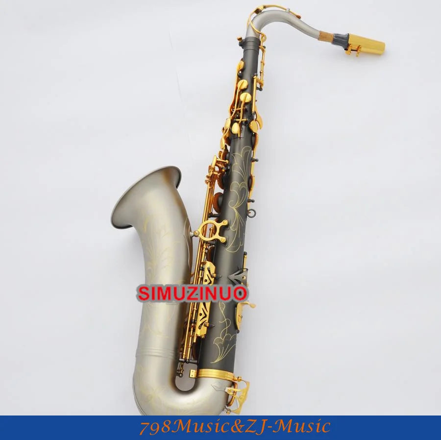 Professional Yellow Antique Tenor Saxophone sax High F# Saxofon New Case