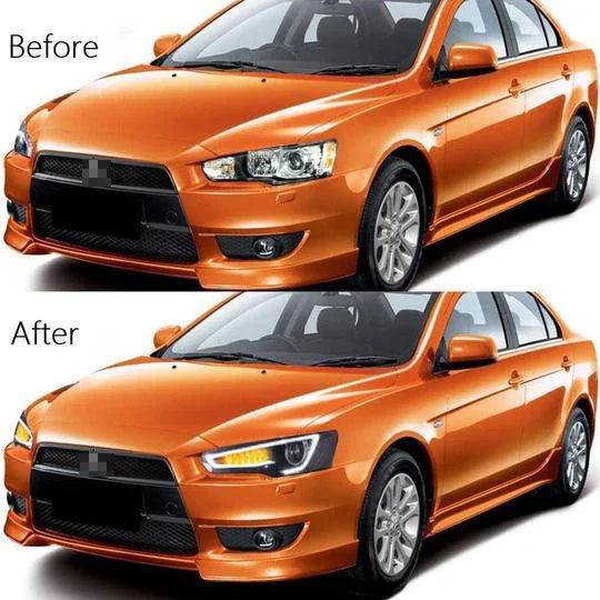 RTS LED Scheinwerfer Für Lancer EVO 2008-UP Dual Strahl Scheinwerfer Montage mit Sequentielle Blinker Für Lancer