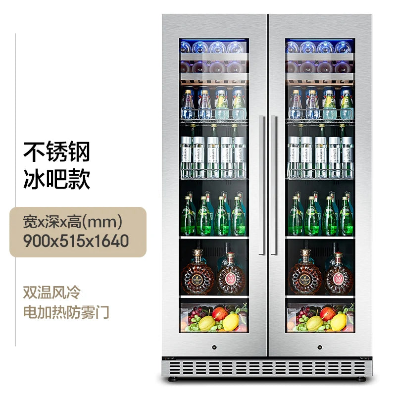 Red wine cabinet, constant temperature ice bar, double door household living room, air-cooled embedded refrigerated tea refriger