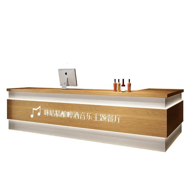 Retro cashier bar bar counter cabinet milk tea dessert cake shop coffee restaurant reception desk corner with lights