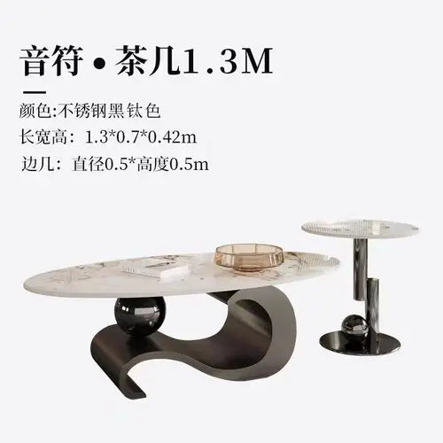 Rock-plate light luxury coffee table Modern minimalist small-sized Italian living room designer oval