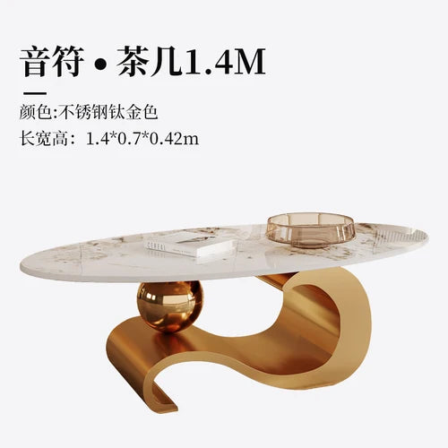 Rock-plate light luxury coffee table Modern minimalist small-sized Italian living room designer oval